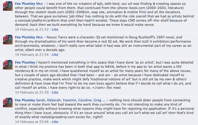 snippets from NAVA rejection conversation on Facebook [4]